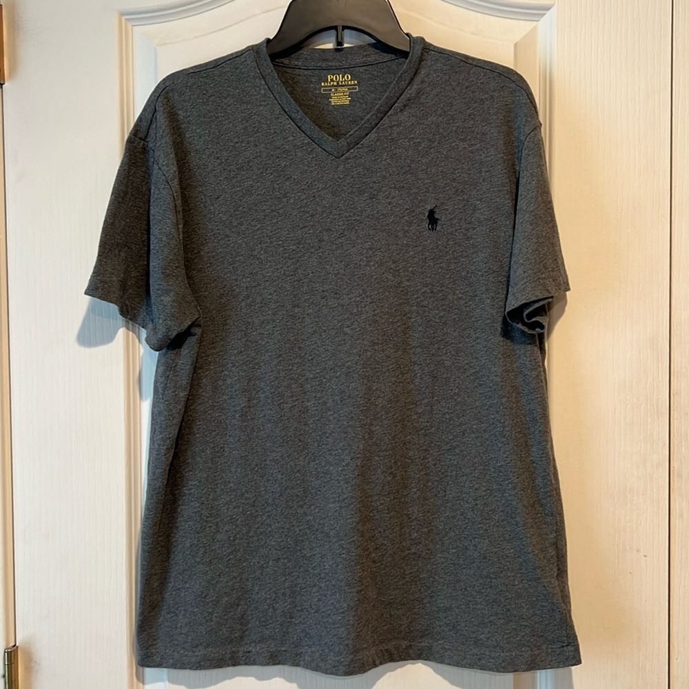 Polo by Ralph Lauren Classic Fit grey v-neck short sleeved t-shirt Medium